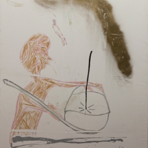 Pulire la pipa con una bacchetta magica (Cleaning the pipe with a magic wand) 2007 Tecnica mista su tela, Mixed media on canvas 160X115 cm
